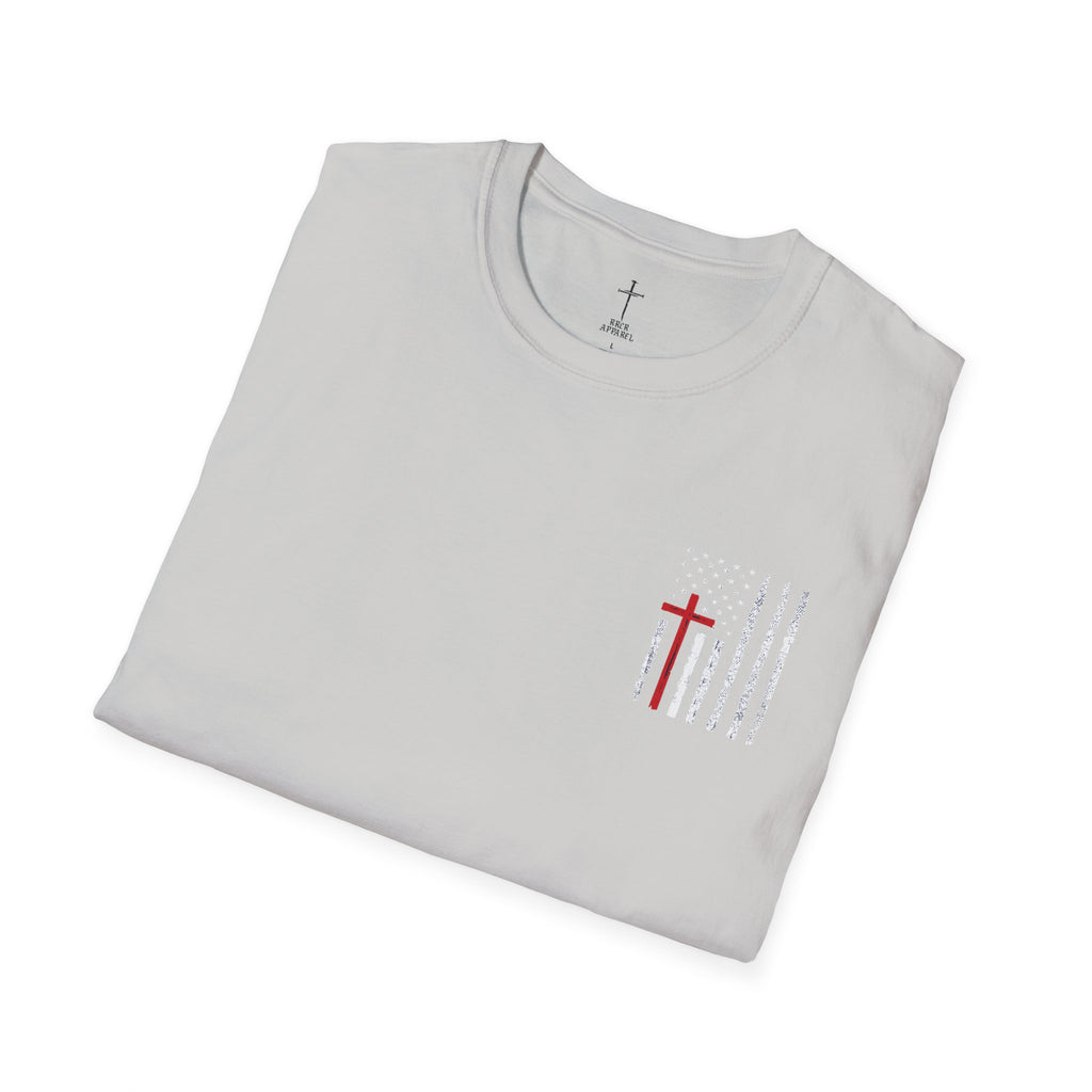 Christian Flag T-Shirt – “American by Birth, Christian by the Grace of God”