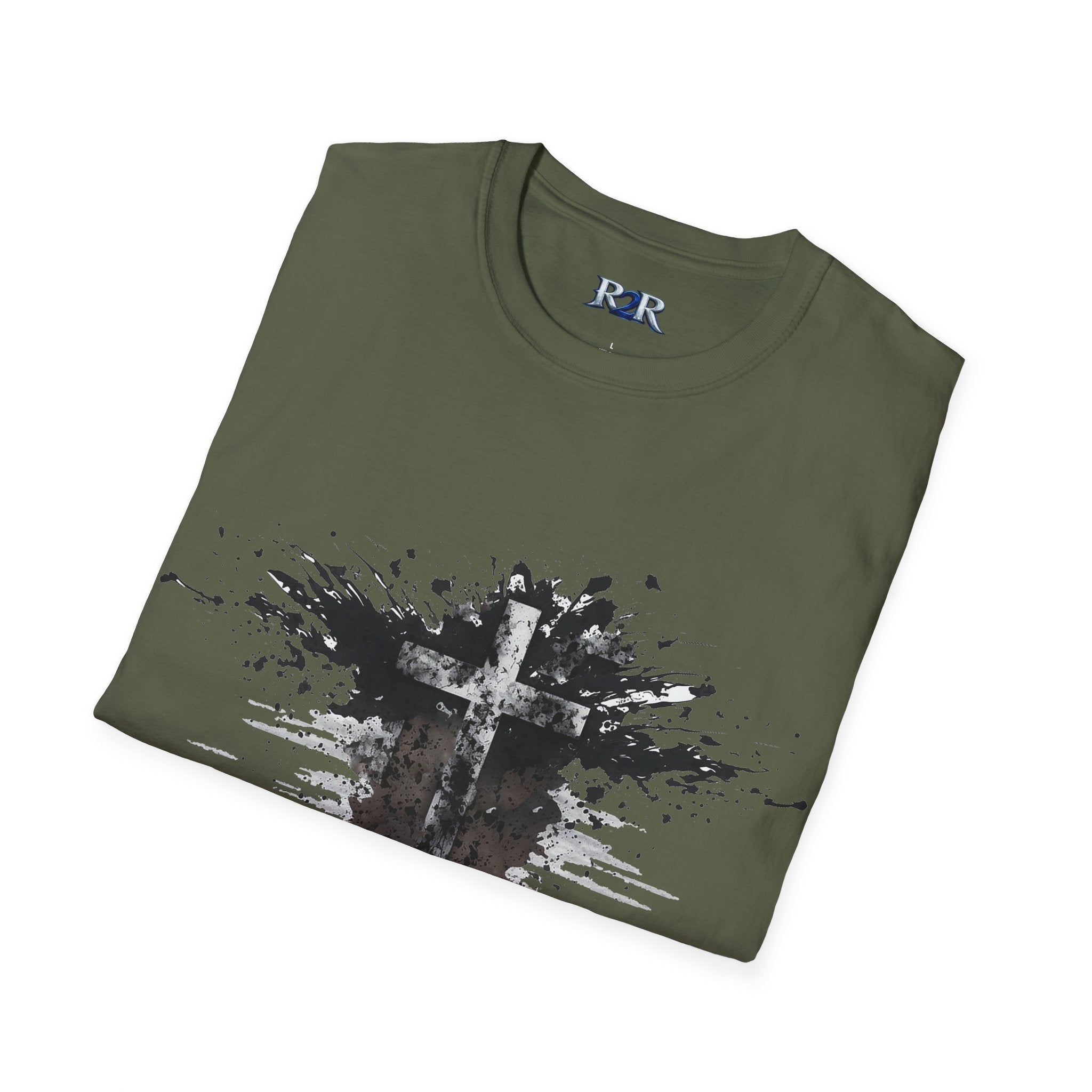 Christian Cross Ink Splatter T-Shirt — Faith Graphic Tee
