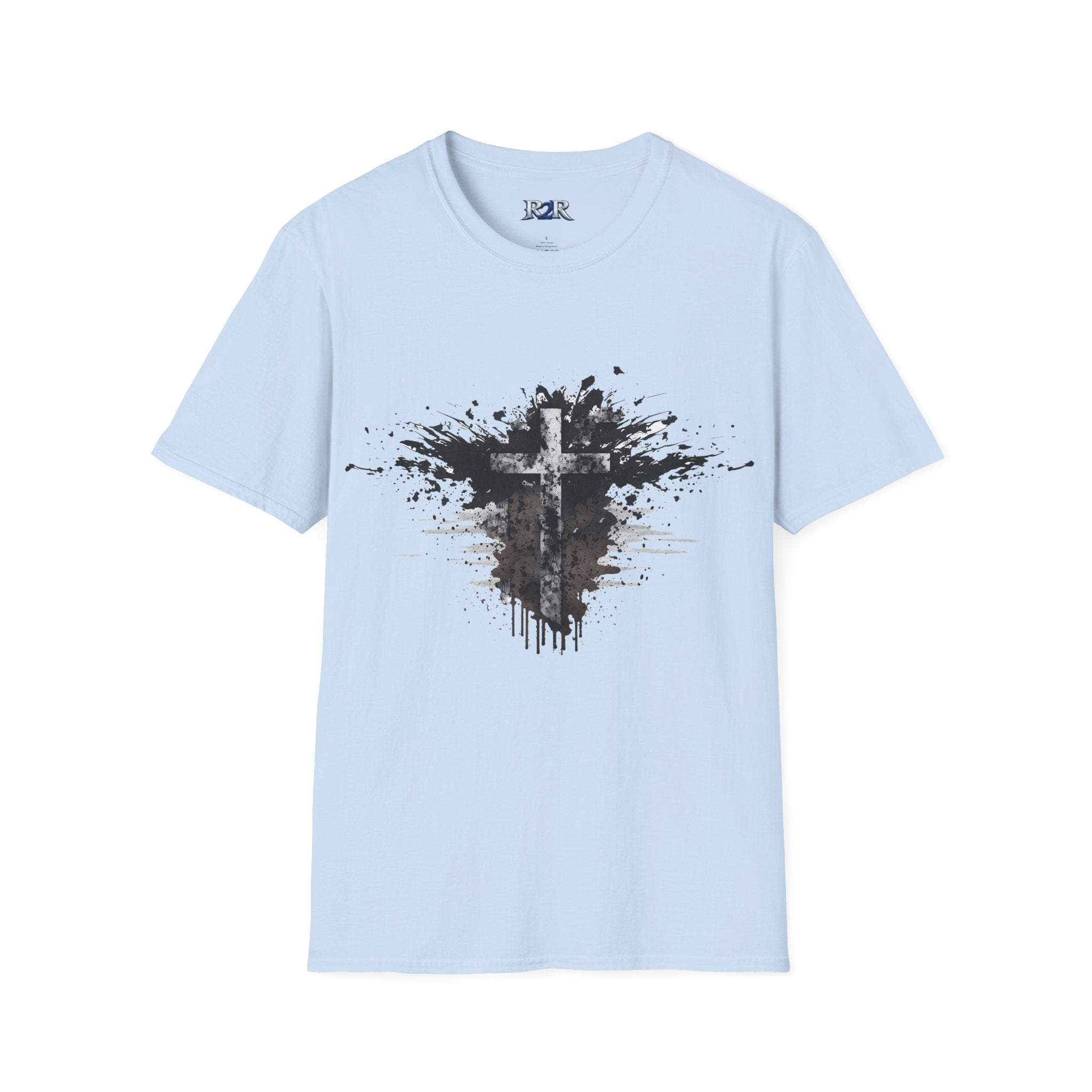 Christian Cross Ink Splatter T-Shirt — Faith Graphic Tee