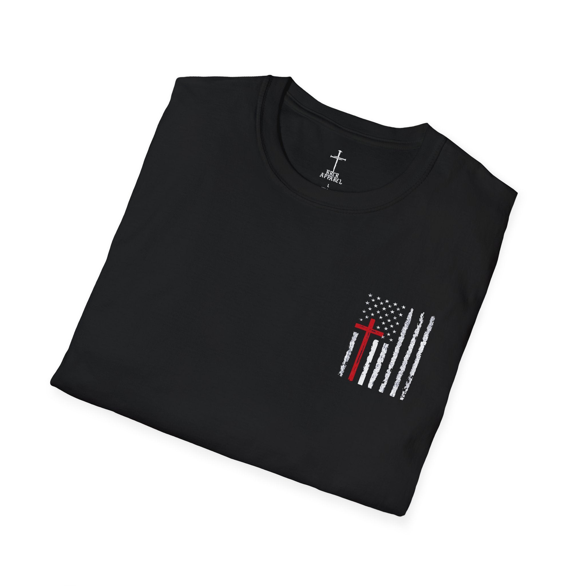 Christian Flag T-Shirt – “American by Birth, Christian by the Grace of God”