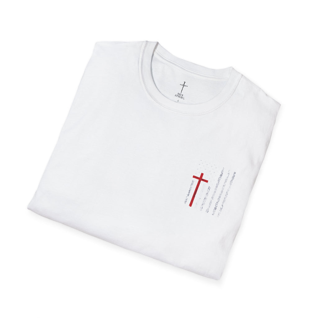 Christian Flag T-Shirt – “American by Birth, Christian by the Grace of God”