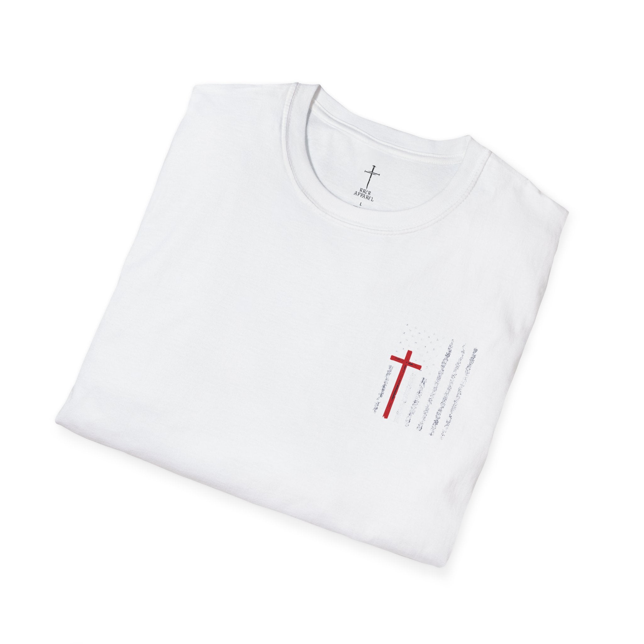 Christian Flag T-Shirt – “American by Birth, Christian by the Grace of God”