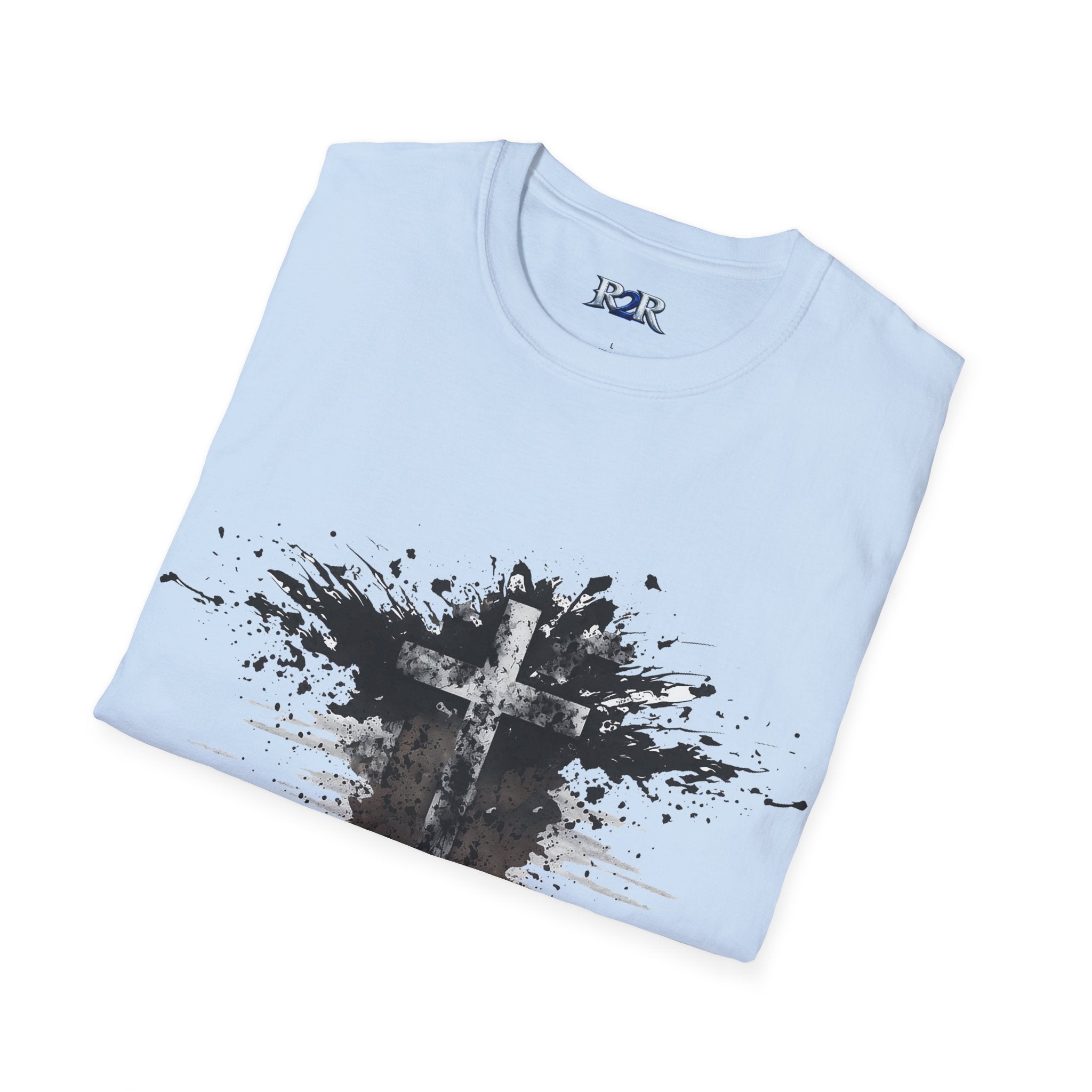 Christian Cross Ink Splatter T-Shirt — Faith Graphic Tee