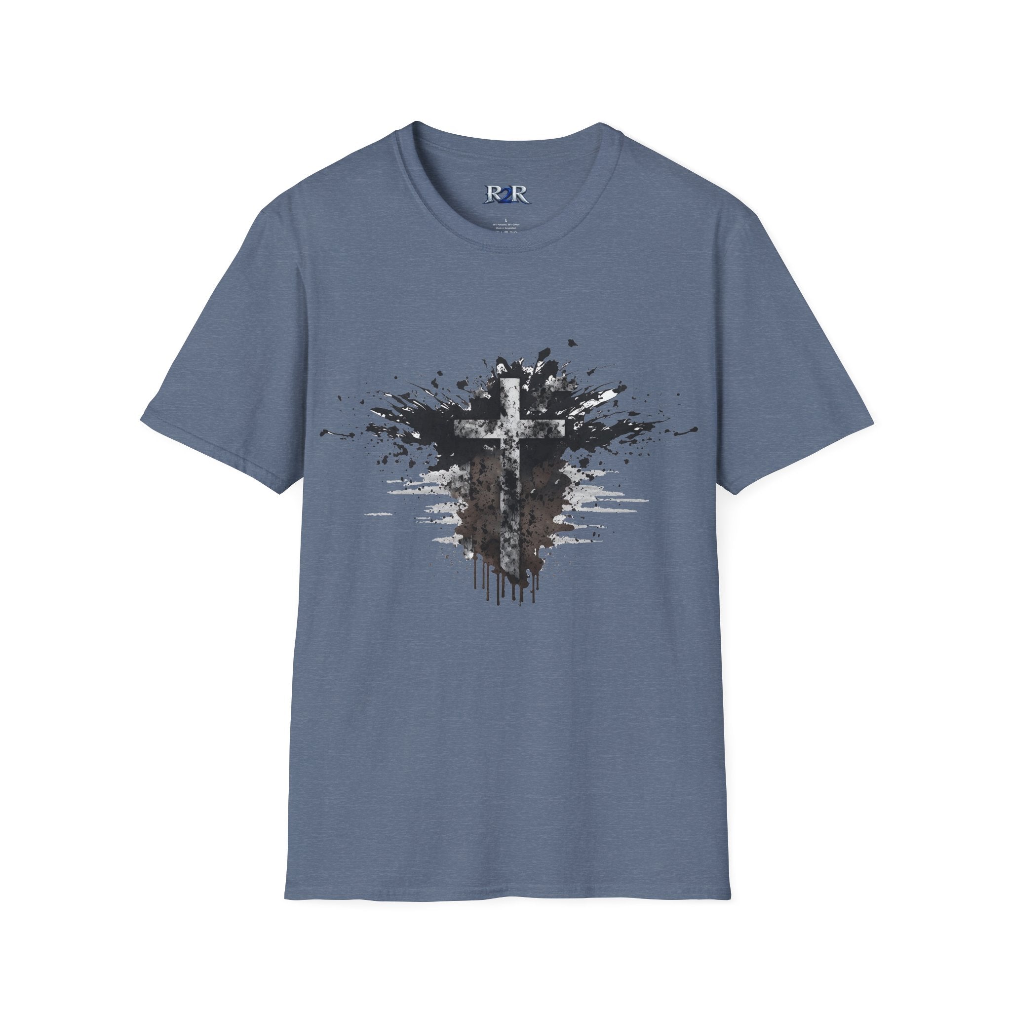 Christian Cross Ink Splatter T-Shirt — Faith Graphic Tee