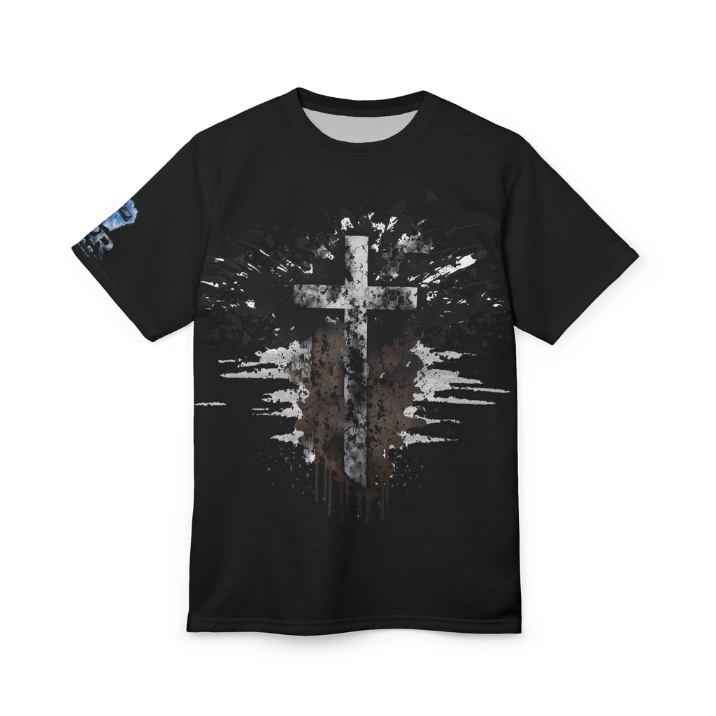 Christian Cross Splatter T-Shirt — Grunge Faith Graphic Tee