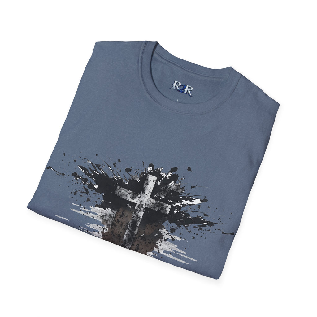Christian Cross Ink Splatter T-Shirt — Faith Graphic Tee