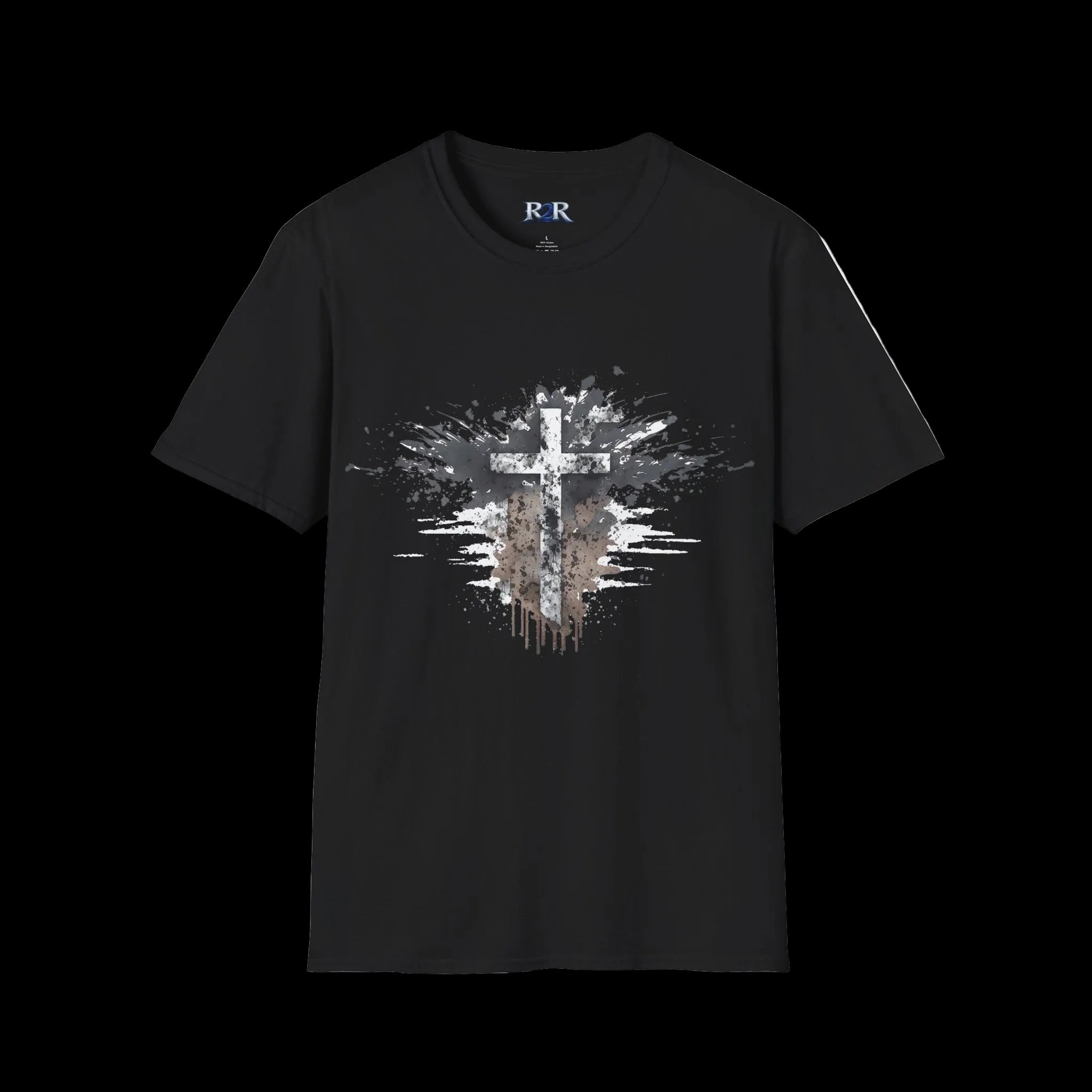 Christian Cross Ink Splatter T-Shirt — Faith Graphic Tee
