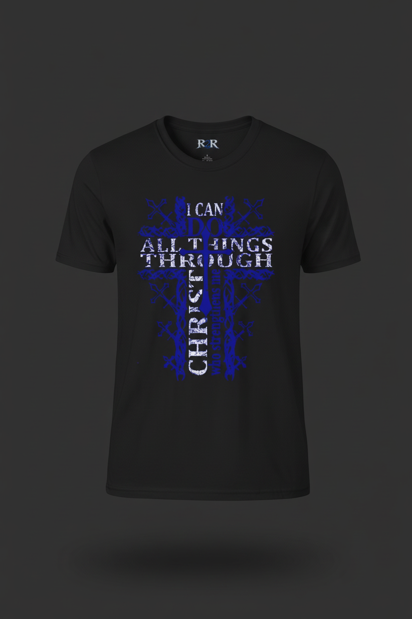 I Can Do All Things Through Christ - Philippians 4:13 T-Shirt on dark background